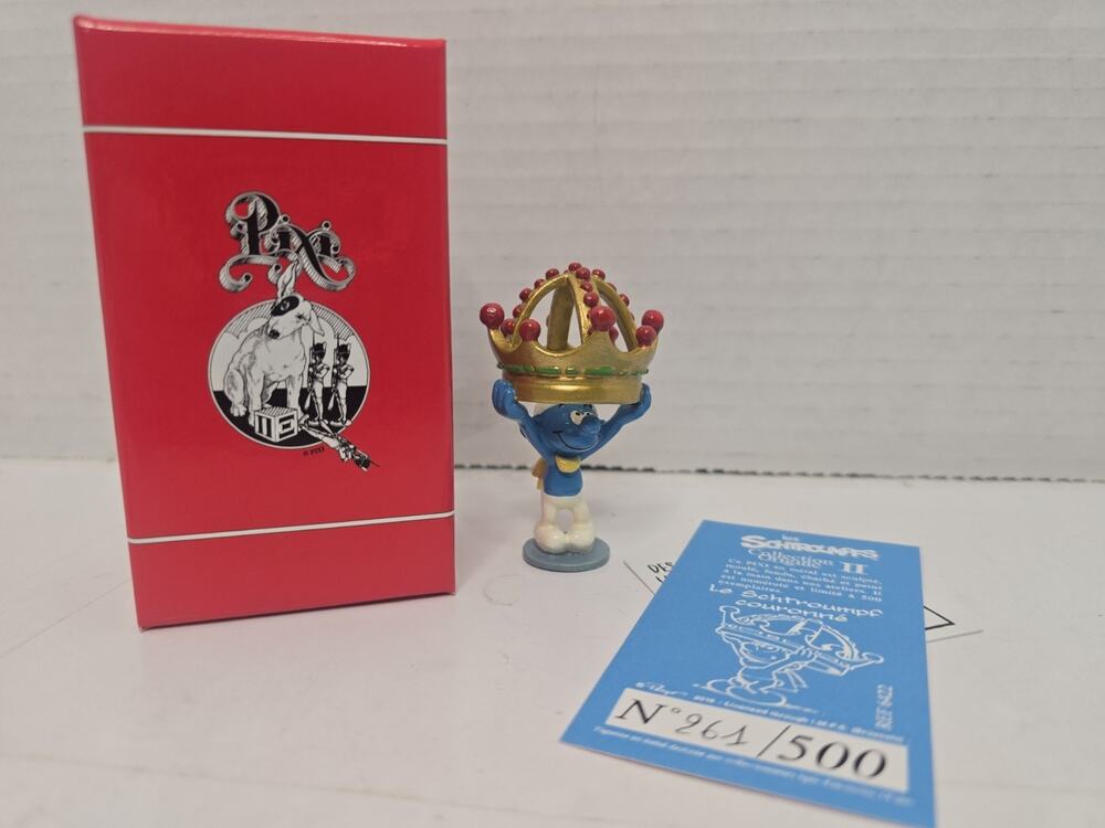 Pixi Mini, Smurf with King Crown in Box with numbered COA from France